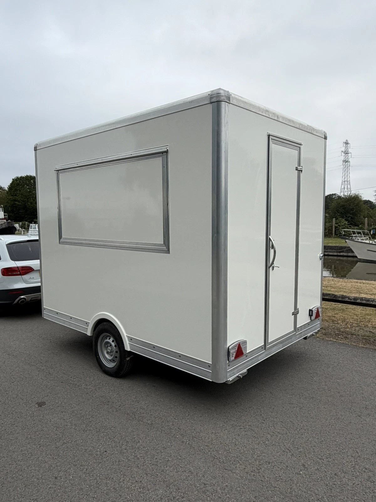 Rear three quarter view showing the closed serving window
