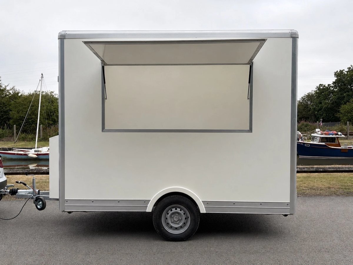 New bespoke catering trailer with the serving hatch raised